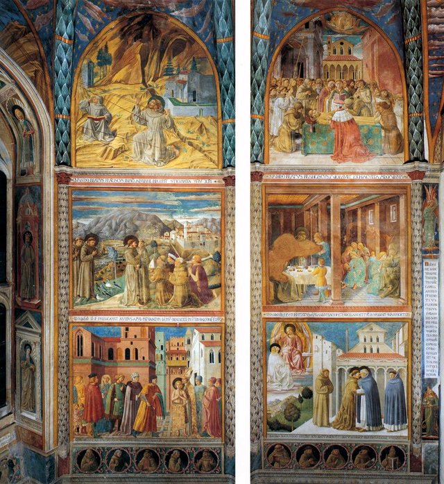 Scenes from the Life of St Francis, south wall by Benozzo Gozzoli