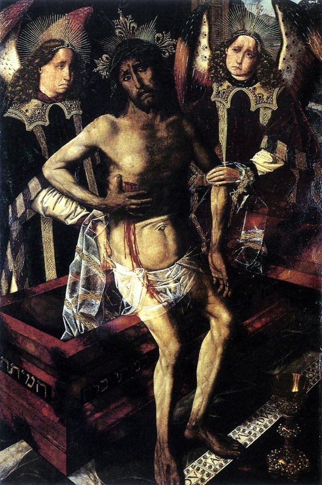 Christ at the Tomb Supported by Two Angels by Bartolomé Bermejo