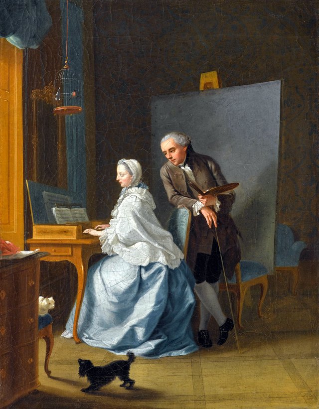 The Artist and his Wife Marie Sophie at the Spinet by Johann Heinrich Tischbein