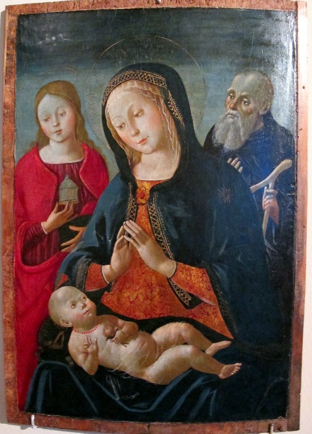 madonna col bambino e i santi m. maddalena e a. abate by Bernardino Fungai
