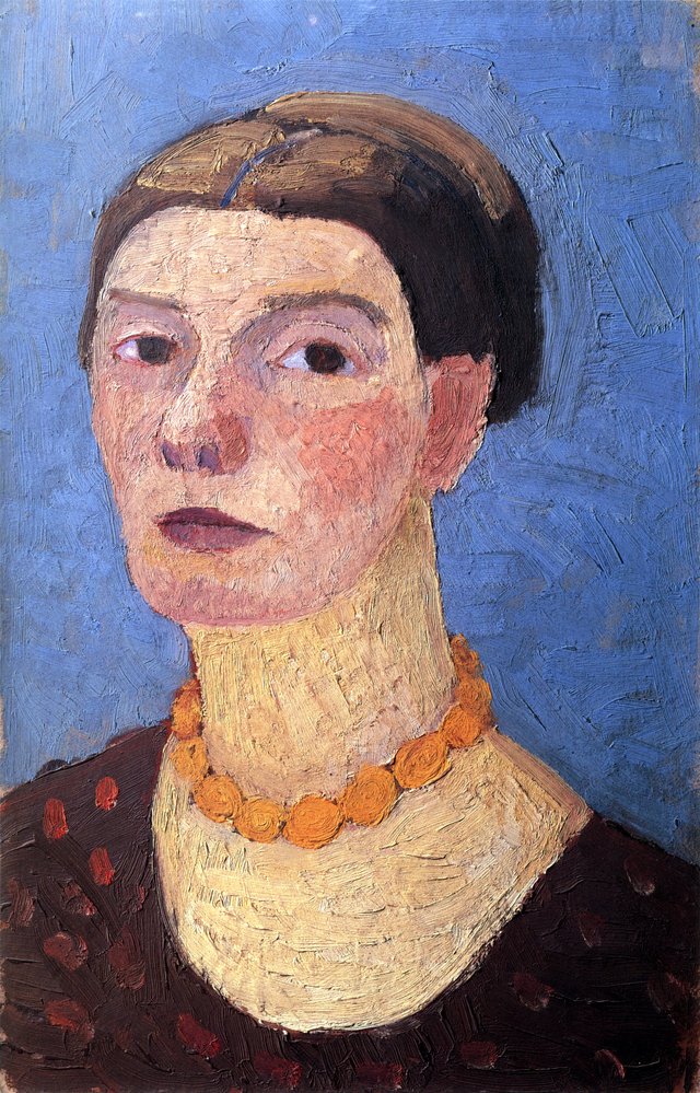 Selbstbildnis vor blaugrauem Grund by Paula Modersohn-Becker