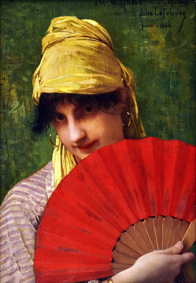 The Red Fan by Jules Lefebvre