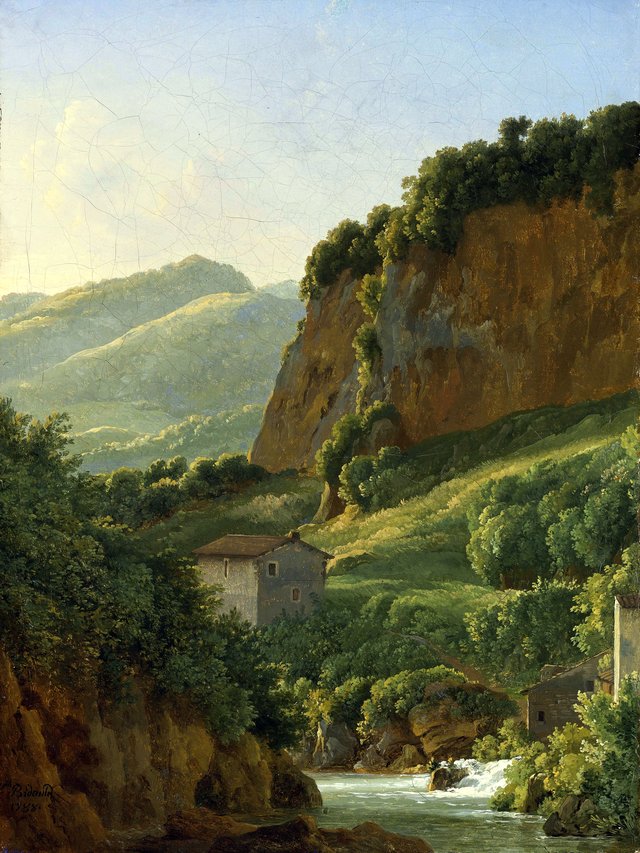 A view of the monastery of San Cosimato, to the north of Rome by Jean-Joseph-Xavier Bidauld