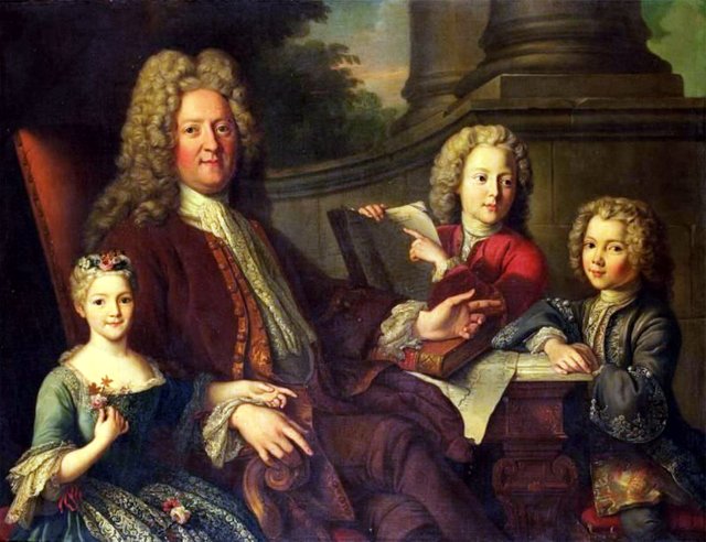 Presumed portrait of the Duke of Maine and his children by Jean-Baptiste van Loo
