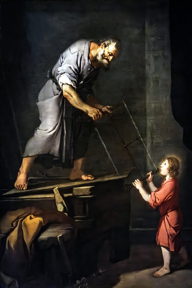Baby Jesus with Joseph the Carpenter by Giulio Carpioni