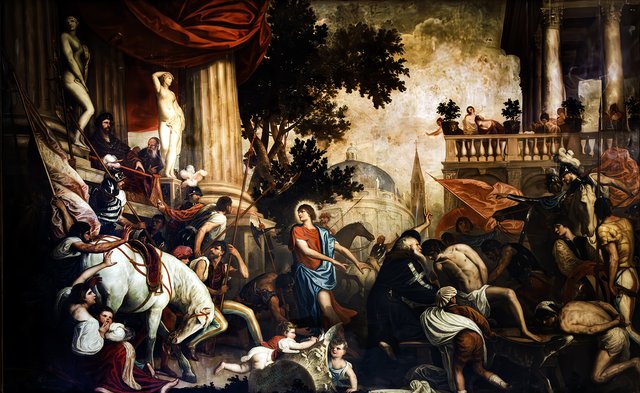 S. Liberale of Altino saves two innocent convicts. by Alessandro Varotari