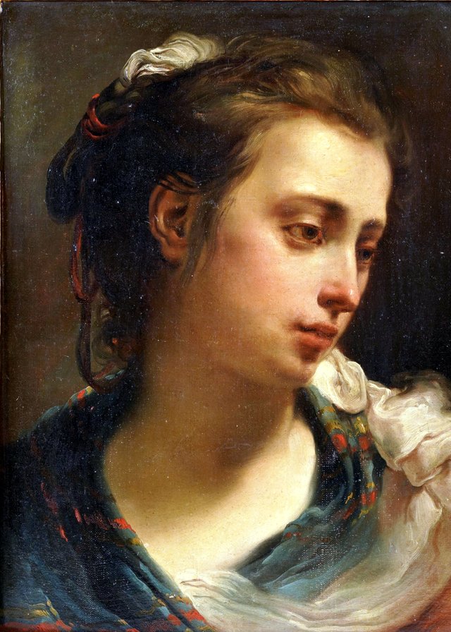 Bust portrait of a young woman with her hair up by Gaetano Gandolfi