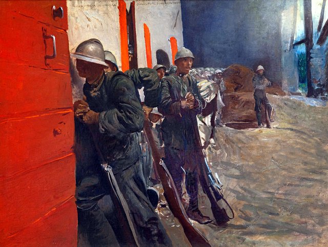 On the road to Giavera during the bombardment by Giulio Aristide Sartorio