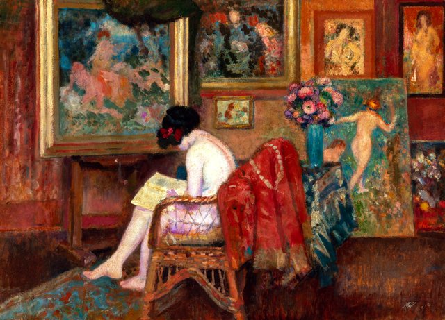 Model reading in the atelier by Georges Lemmen