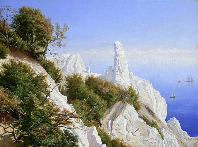 View of Sommerspiret at the Cliffs of Møn on a summer's day. by Carl Frederik Aagaard