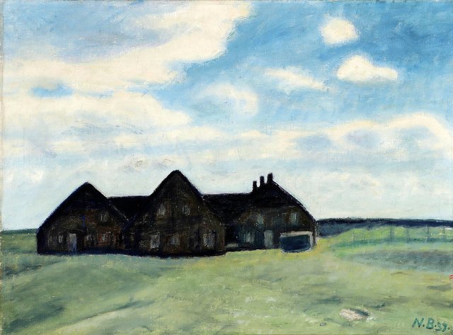 A sunlit farm. by Niels Bjerre