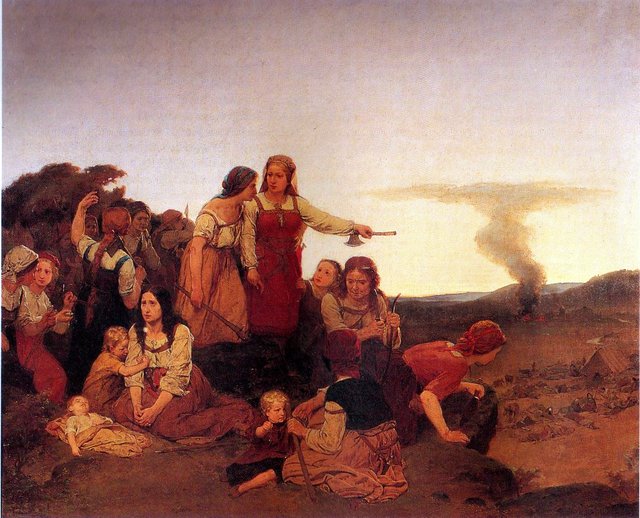 Blenda advises the women of Värend to revenge the pillaging of the Danes by August Malmström