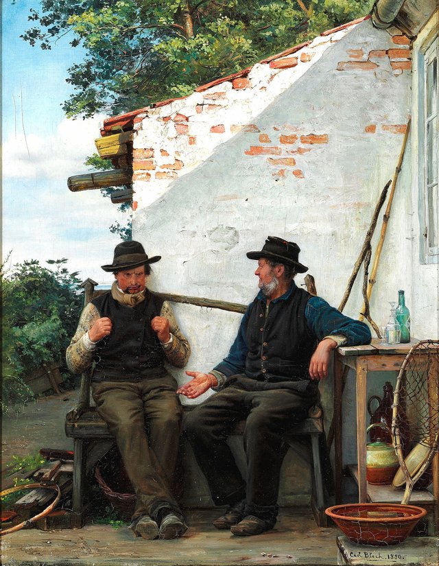 Two fishermen conversing by Carl Bloch