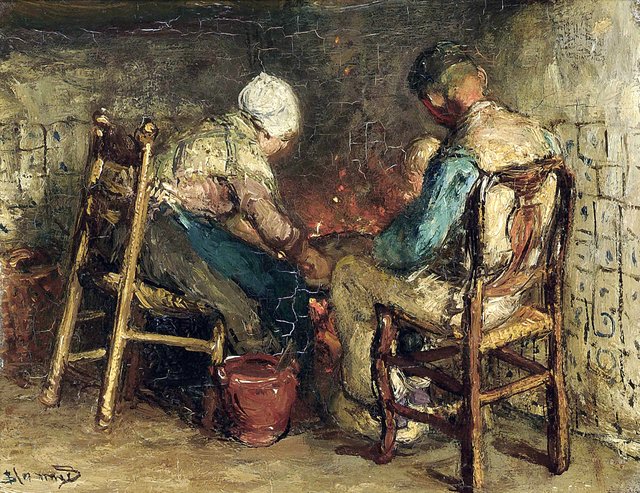 At the fireside by Bernard Blommers
