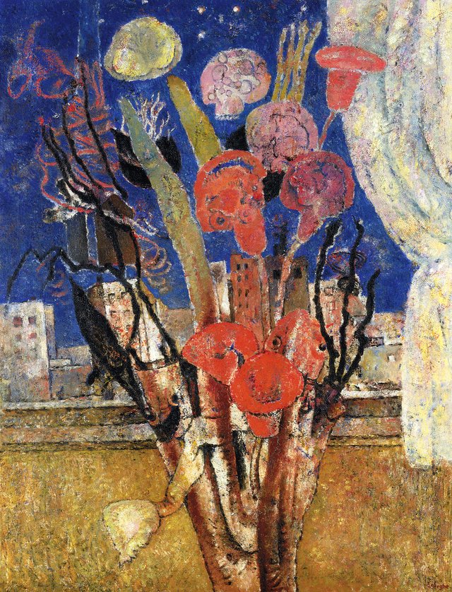 Flowers over the City I by Frits Van den Berghe
