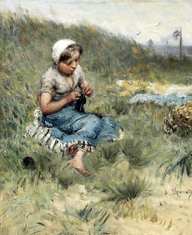 Knitting in the dunes by Bernard Blommers