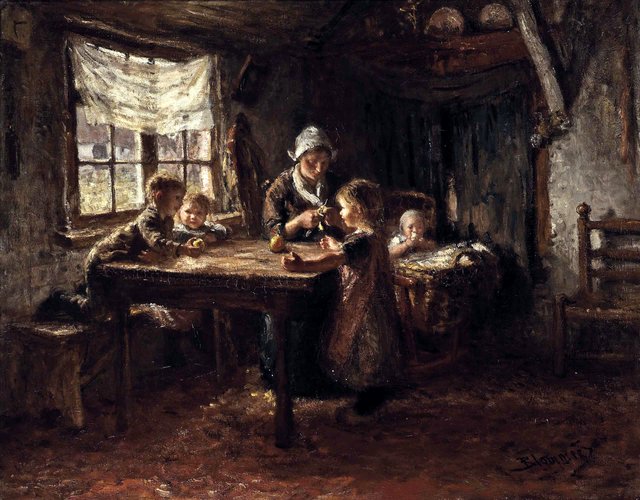 The mid-day snack / Eating apples by Bernard Blommers