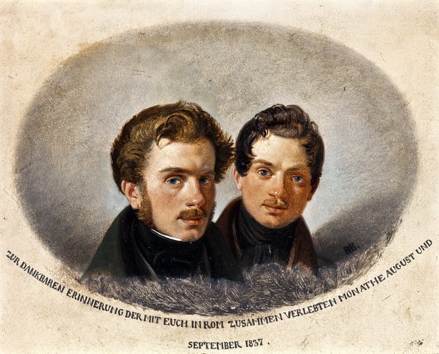 Ditlev Blunck, Portræt af to læger, Karl von Pfeufer og Lorenz Melchior Geist by Ditlev Blunck