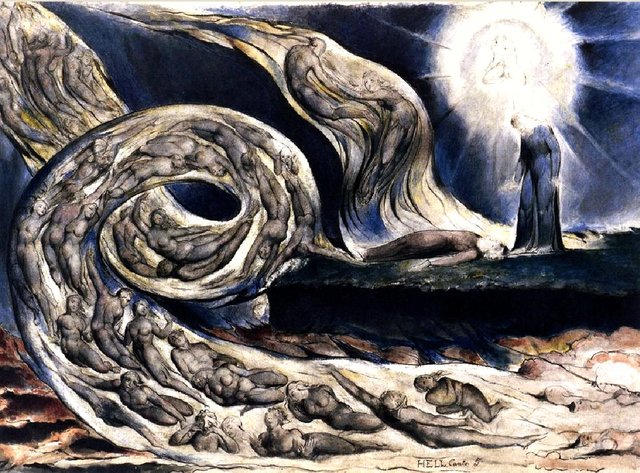 The Lovers' Whirlwind, Francesca da Rimini and Paolo Malatesta by William Blake