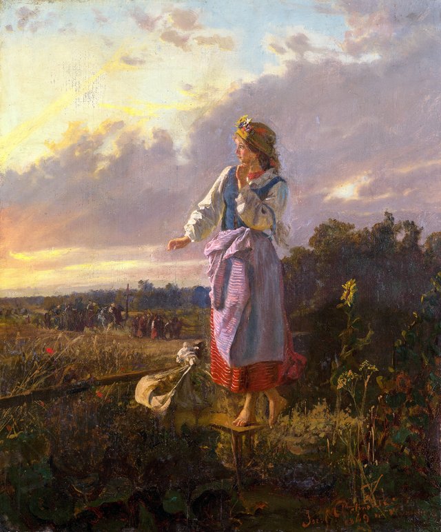 Girl at the Stile by Józef Chełmoński