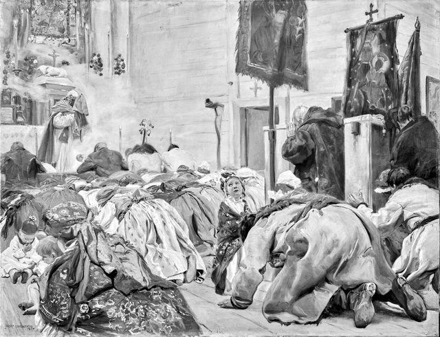 W kościele by Józef Chełmoński