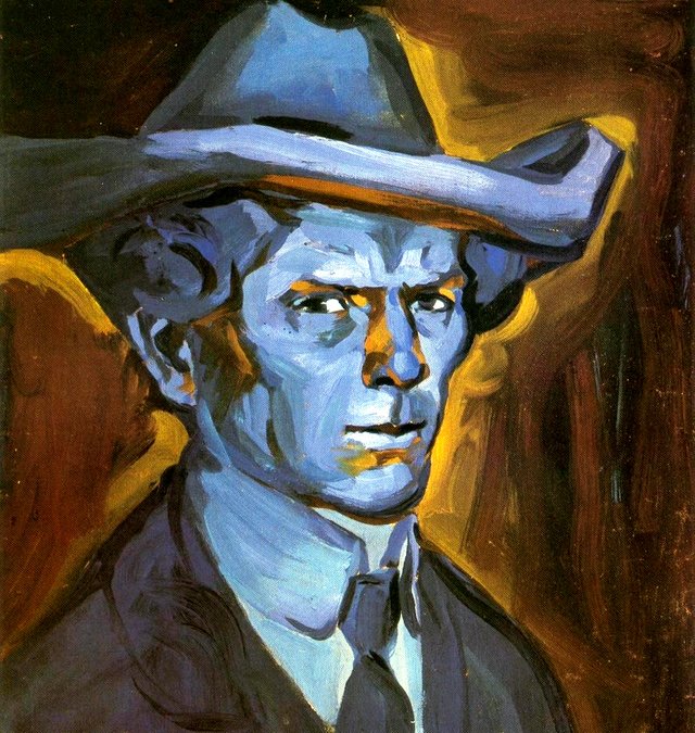 Blue self-portrait by Bohumil Kubišta