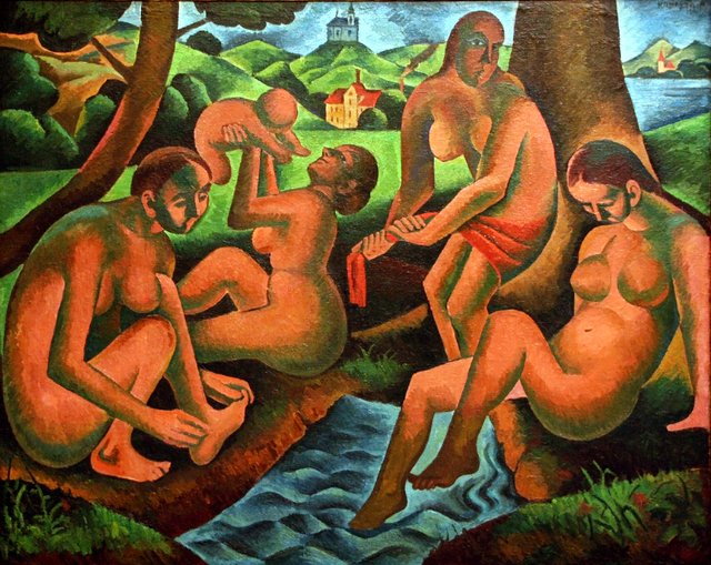 Women Bathing (Spring) by Bohumil Kubišta