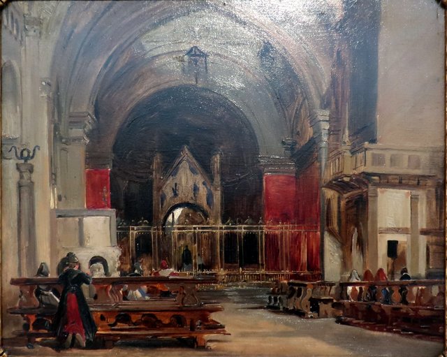 The Interior of Sant' Ambrogio, Milan by Richard Parkes Bonington