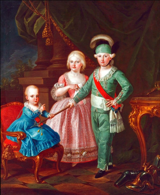 I figli di Carlo di Borbone: Carlo, Maria Luisa, Francesco Saverio by Giuseppe Bonito