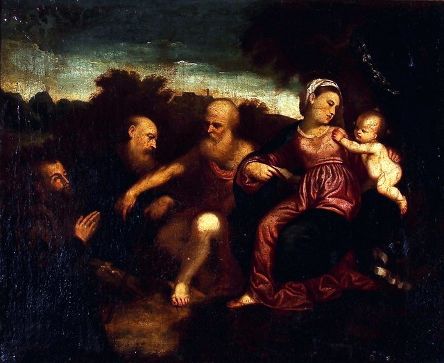 Sacred conversation by Paris Bordone
