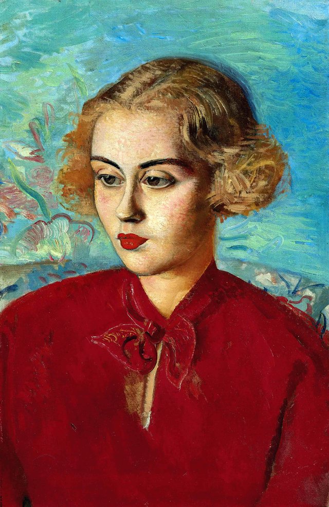 Woman in red by Boris Grigoriev