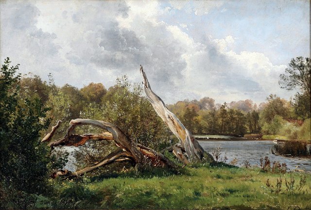 Old willows at a lake. by Carl Frederik Aagaard