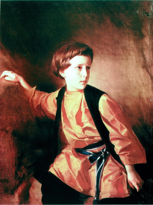 Boy in orange shirt by Ivan Makarov