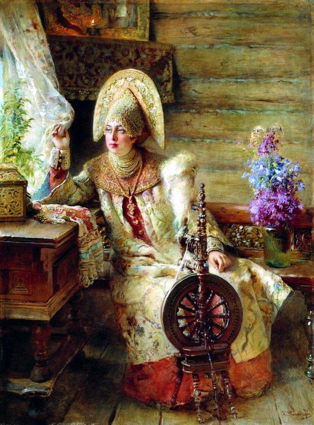 Boyaryshnya-u-okna by Konstantin Makovsky