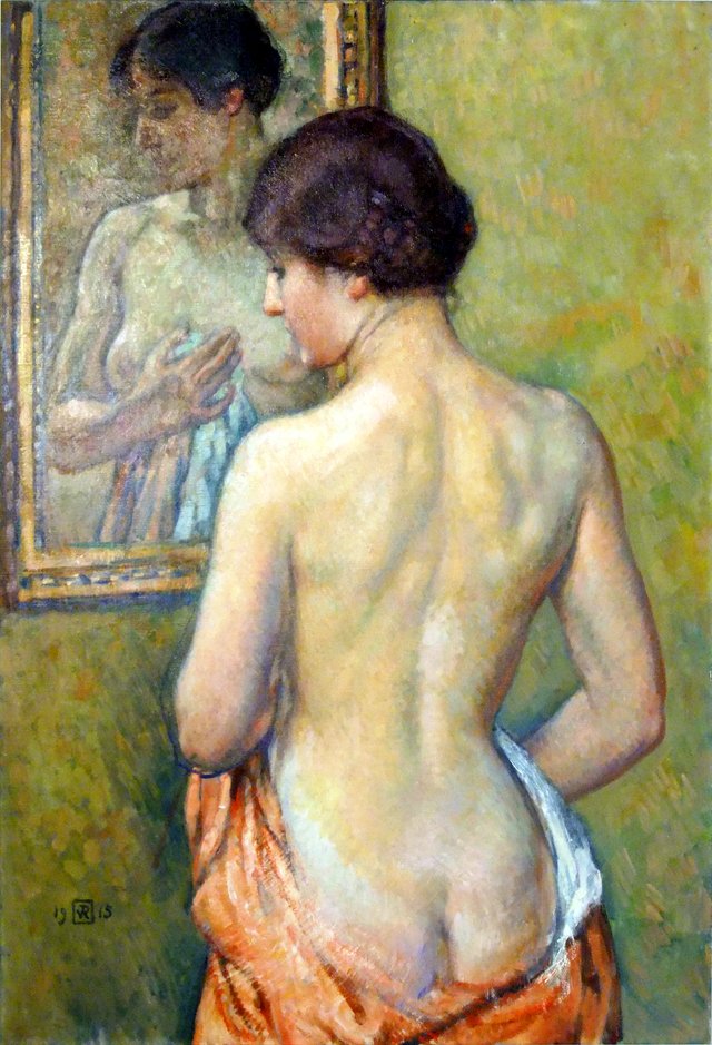 La Toilette, Académie de femme au miroir by Théo van Rysselberghe