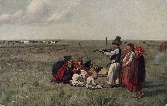 Józef Chełmoński Pastuszkowie pocztówka by Józef Chełmoński