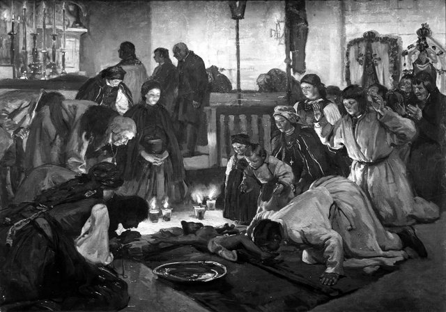 Józef Chełmoński Nabożeństwo w wiejskim kościele by Józef Chełmoński