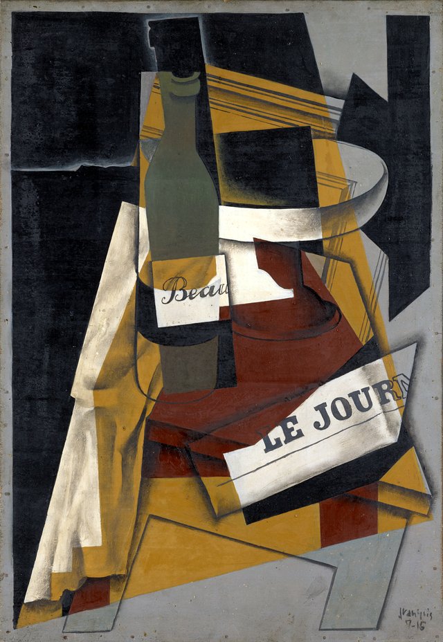 Bottle and Fruit Bowl (Bottle, Newspaper and Fruit Bowl) by Juan Gris