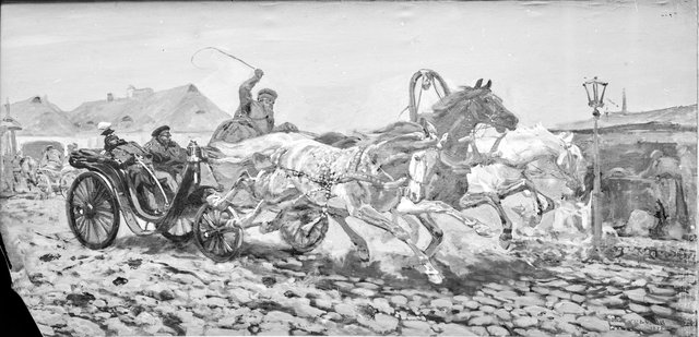 Józef Chełmoński Trójka (Wojskowi rosyjscy jadący powozem) by Józef Chełmoński
