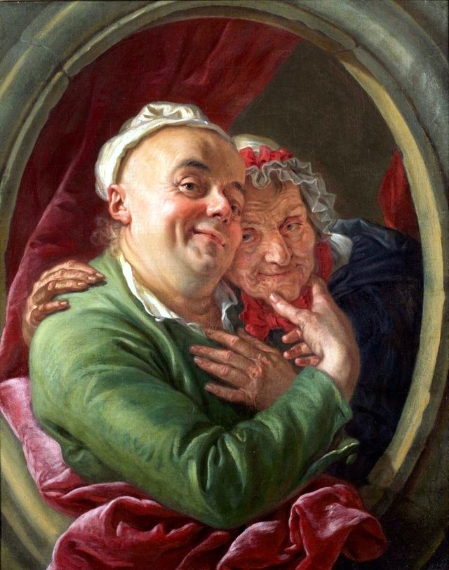 Self-portrait of the artist with, possibly, his mother by Charles-Amédée-Philippe van Loo