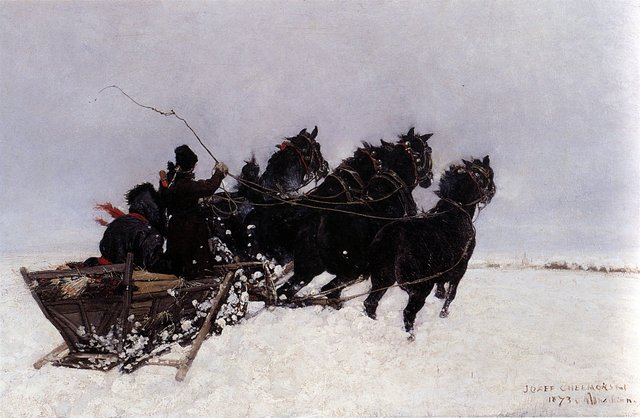 Józef Chełmoński Czwórka w zaspach (2) by Józef Chełmoński
