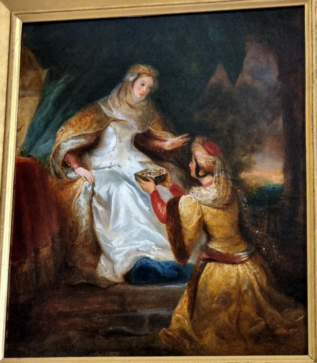 Lady Rowena recevant la cassette de Rebecca by Eugène Devéria