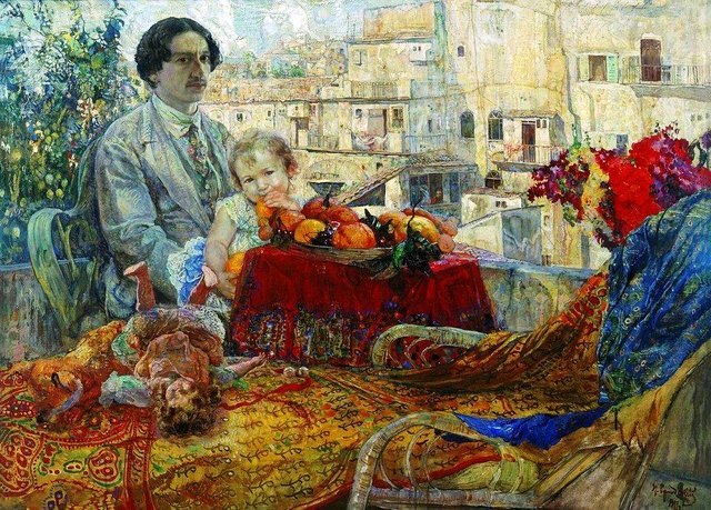 Self-Portrait with Daughter by Isaak Brodsky