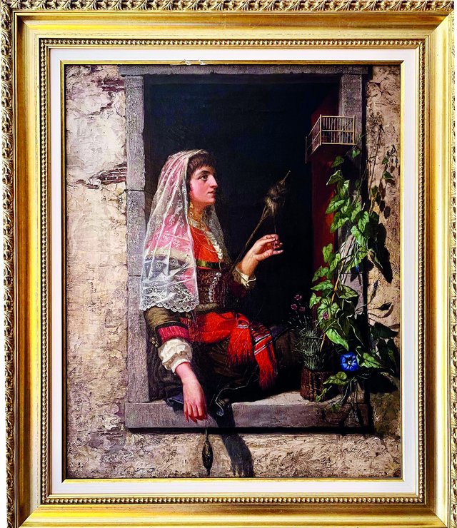 Junge Portugiesin am Fenster by August Friedrich Albert Schenck