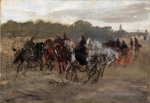Cavaliers, esquisse by Józef Chełmoński