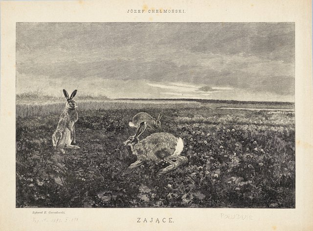 Hares by Józef Chełmoński