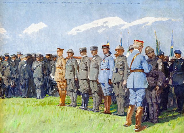 General Maistre awards soldiers with French medals by Giulio Aristide Sartorio