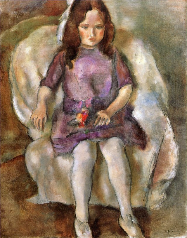 Girl with a Bouquet by Jules Pascin