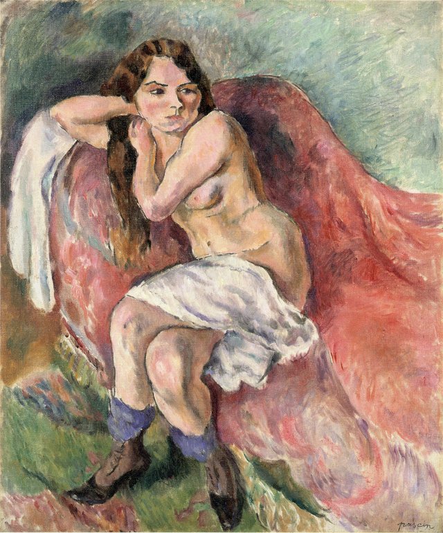 Suzanne Sitting on a Couch by Jules Pascin
