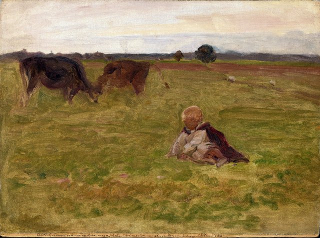 Józef Chełmoński Pastuszek, szkic by Józef Chełmoński